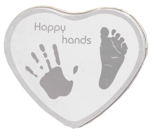 [444940] PLAASTER AFDRUK, Heart shape, reliëf afdruk, in doos/blik, white, zilver/wit, 2022