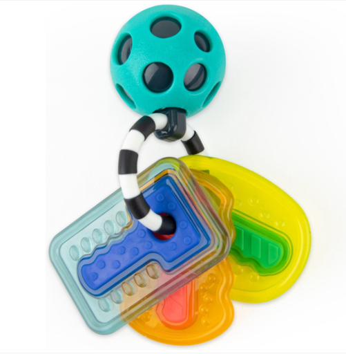 [457770] RAMMELAAR/BIJTRING, Sensory Toys, Drive n' drool keys, multikleur, siliconen/ kunststof, +muziek, vanaf 3 maanden