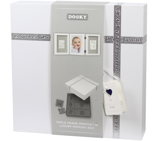 [458785] PLAASTER AFDRUK, Triple Frame + memorybox, reliëf afdruk, in kader/hout, white, wit, met foto, 2022