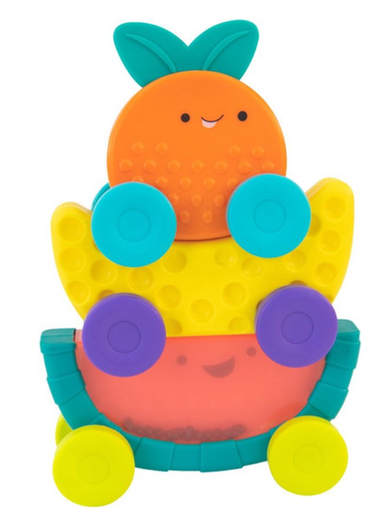 [470778] STAPELPYRAMIDE, Stacking fruit action cars, STEM Toys, kunststof, +activities, vanaf 12 maanden, educatief speelgoed