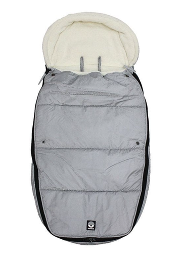 [470819] VOETENZAK, Large, frosted silver sky, grijs, uni, sherpafleece, klas. model, vr autostoel groep 1/WW/buggy, 2023