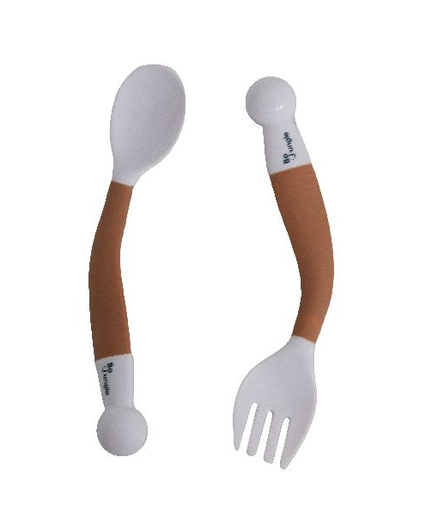 [470998] LEPEL/VORK, 2 delig, B-Bendable Spoon & Fork, terracotta, rood/bruin, uni, van 9 maand, bestek