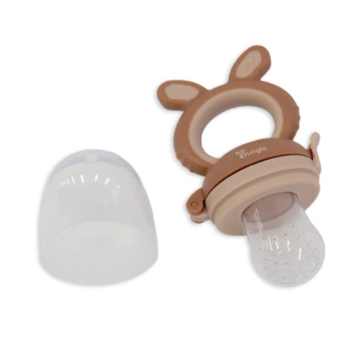 [482863] SABBELSPEEN, Fruit feeder 4-in-1, foxy, bruin, siliconen/netje, met dop