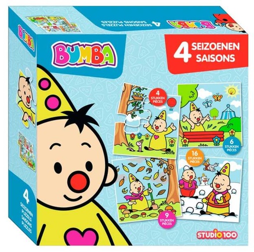 [436523] PUZZEL, 4 in 1 - Seizoenen, Bumba, multikleur, Bumba buiten in 4 verschillende seizoenen, vanaf 24 m