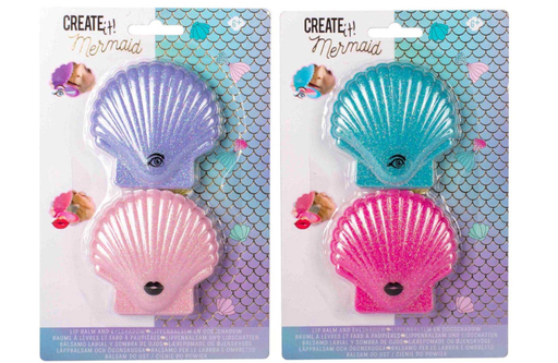 LIPGLOSS/OOGSCHADUW, Create It!, Mermaid Set, lichtroze en lichtpaars/fuchsiaroze en blauw, 2 st, assortiment