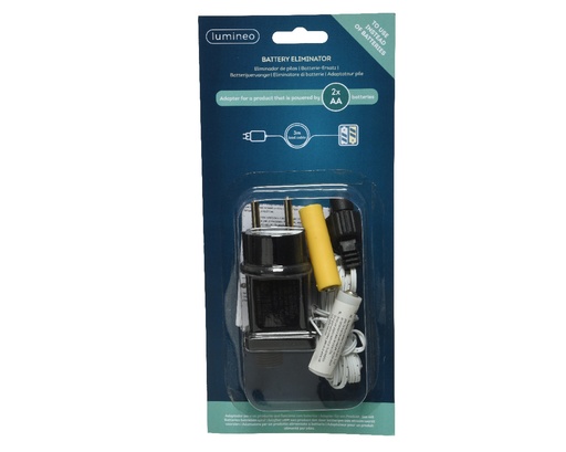 [285949] VERLICHTING TOEBEHOREN, adapter, batterijvervanger 2x AA, zwart, 3 m wit aanloopsnoer