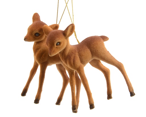 [133096] HANGFIGUUR, rendierbaby, 3 x 6.5 x 7.5 cm, bruin, uni, plastic/vilt, glad, mat, 2 stuk(s)