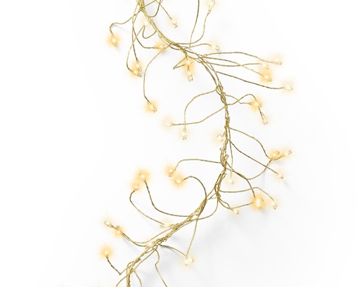 [417825] VERLICHTING, Cluster Twinkle, outdoor, 960 microleds: klassiek warm/warm wit, snoer: goud, 6 m + 5 m, 8 functies