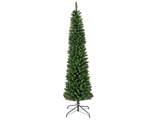 [462045] KERSTBOOM, Pencil, H 180 x dia 50 cm, groen, 430 takjes, openplooimodel, metalen voet