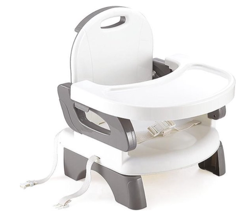 [350199] STOELVERHOGER, Deluxe Comfort Folding Booster Seat, grijs/ecru, kunststof, incl tafelblad, bevestiging met riem