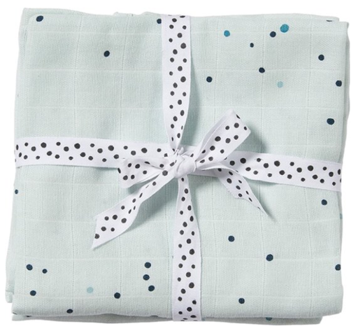 [378055] TETRA DOEK, 120x120cm, Dreamy Dots, blue, Swaddle 2-pack, ao stippenprint, deken/wikkeldeken, 2 stuk(s), 2024