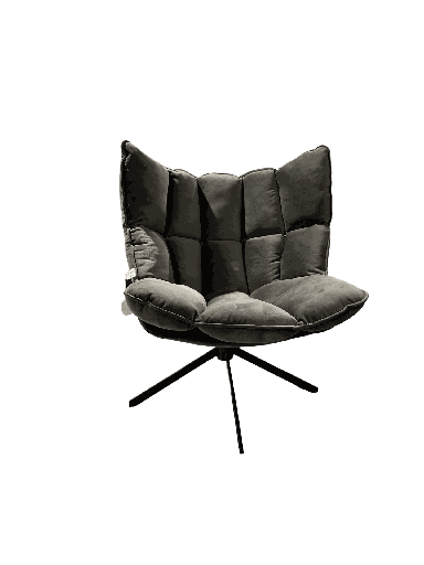 [435944] ZETEL/STOEL, loungestoel, 78 x 73 x 92 cm, grijs, uni, textiel/metaal, incl. kussen