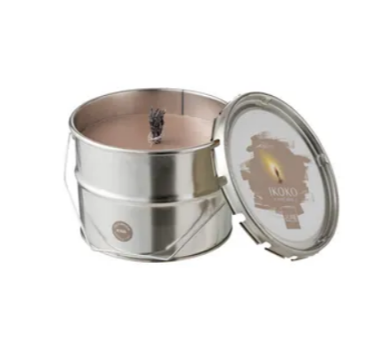 [436124] J-Line | Buitenkaars in Verfblik Ikoko Small Wit/Taupe/Zwart Geur: Citronella 18x13,8cm