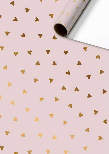 [436648] GESCHENKPAPIER, 70 x 150 cm, Naomi, licht rosa, roze, all over hartprint, 1 stuk(s)