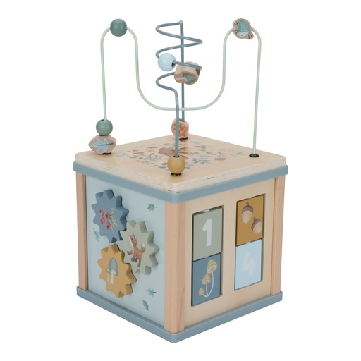 [490641] Little Dutch | Activiteitenkubus Forest Friends Blauw Hout +18M