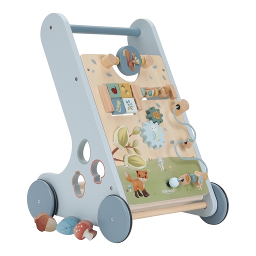 [490643] Little Dutch | Loophulp Forest Friends Activiteiten Loopwagen Hout Blauw +12m