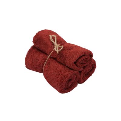 [398345] HANDDOEK, Timboo, Gastendoek, rosewood, rood/roze, uni, bamboe, 29.5x50cm, 90% bamboe/10% polyester, 3 stuk(s)