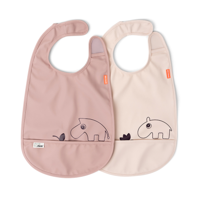 [402713] SLABBETJE, Bib W/Velcro 2-Pack, Deer Friends, powder, velcrosl., 27.5x42cm, kruimelv., waterdicht, 2 stuk(s), 2024