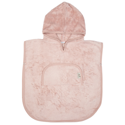[420211] PONCHO, badcape, Timboo misty rose, M80-104, girls, roze, uni, bamboe, met kap, V-hals met drukknopensluiting