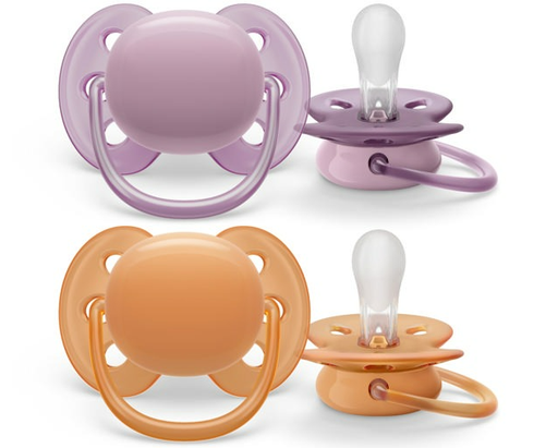 [500175] Avent | Fopspeen Ultra Soft Grijs/Oranje 6-18M 2-pack