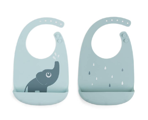 [430225] Done by deer | Slabbetje Elphee met Kruimelvanger Siliconen Blauw 2-pack