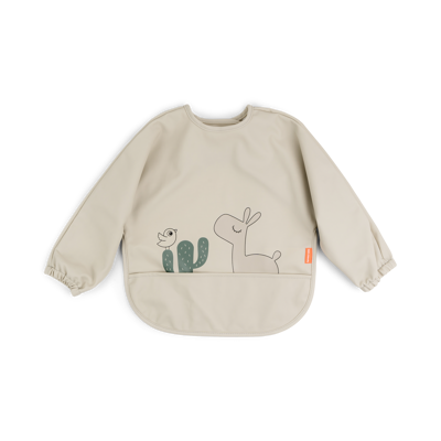 [430232] Done By Deer | Slabbetje Lalee met Mouwen Sleeved Pocket Bib Velcro met Kruimelvanger Waterdicht Sand
