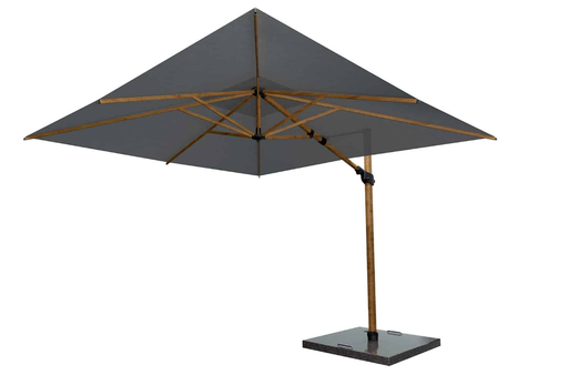 [400344] 4SO | Parasol Siesta Premium Zweefparasol Woodlook Frame Charcoal Doek: 100% Solefin Draaibaar Kantelbaar 300x300cm