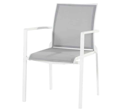 [424934] 4SO | Tuinstoel Melbourne Stacking Chair Aluminium Frame Stapelbaar Wit