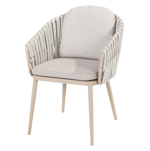 [473565] 4SO | Tuinstoel Eva Dining Chair Latte Aluminium Frame Rope met 2 Kussens 