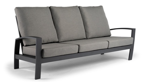 [426590] ZETEL/STOEL, Valencia, zitbank, 3-zit, 199 x 88 x 88 cm, charcoal, zwart/grijs, aluminium frame, incl. 6 kussens
