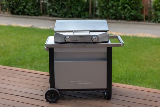 [365281] WERKTAFEL, Deluxe Trolley, 93 x 73 x 63 cm, zilver, staal, voor barbecue, 22 kg, op wielen