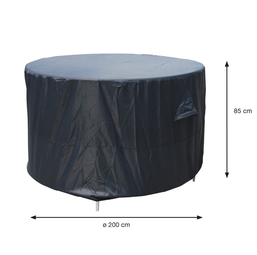 [408722] AFDEKHOES, Coverit, voor tuinset, dia 200 x 85 cm, grijs, uni, polyester, waterafstotend, elastieken hoeken