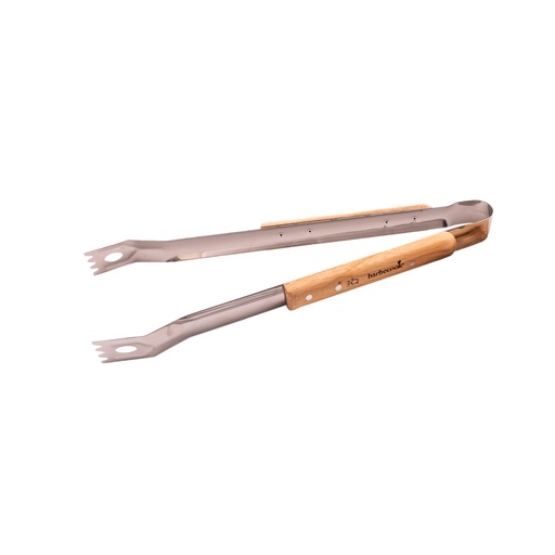 [9720] BARBECUETANG, 6 x 4.5 x 40 cm, zilver/bruin, rvs, met handvat(en): rubberhout, 1 stuk(s)
