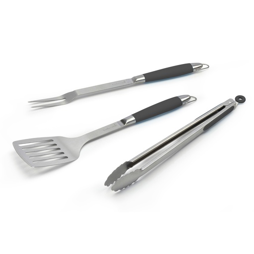 [272919] BARBECUESET, Black Pepper Set, zwart, 3-delig: vork, spatel en tang, rvs met rubberen handvat