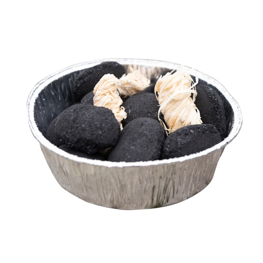 [459793] HOUTSKOOL, Grilltabs, 600 g, FSC, geschikt voor tafelbarbecue Joya, in alu schaaltje, incl. aanmaakwollen