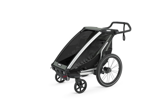[406070] FIETSKAR, Thule, Chariot Lite 1, agave/black, grijs/zwart, vr 1 kind, gesch vr babyschaal, opvouwbaar, achterlicht