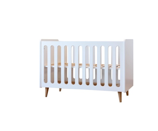 [475932] BED, 70x140cm, Boho White, wit, MDF/massief den, babybed omvb tot bedbank, incl bodem