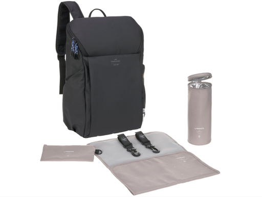 [474570] VERZORGINGSTAS, slender up backpack, black, gerecycl., polyester, +luiermat, +isoth flessenh 