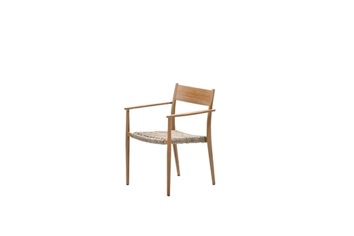 [472589] ZETEL/STOEL, Richmond, loungestoel, 62 x 59 x 80 cm, light teak look aluminium frame, natural wicker zitvlak