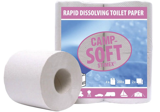 [510899] KAMPEERARTIKEL, Camp-Soft, toiletpapier, snel oplossend, vr draagbare toiletten, 250 vellen, per 4 rollen