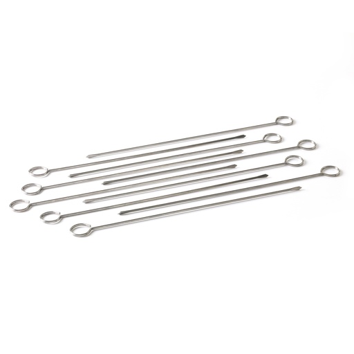 [9710] BROCHETTENAALDEN, 33 cm, zilver, rvs, afgerond uiteinde, 10 stuk(s)