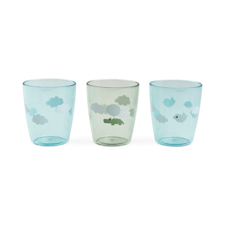 [456654] DRINKBEKER, 120 ml, Happy Clouds, Yummy Mini Glass, green, print vogel/ krokodil/wolken, acryl, 3 stuk(s), 2024