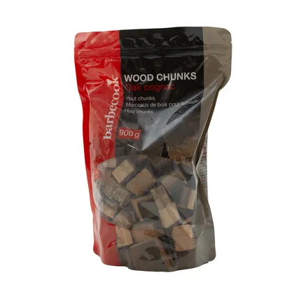 [425885] HOUTSNIPPERS, hout chunks, eik/cognac, 900 g, rooksmaak, voor rookovens en barbecues, ideaal bij rood vlees en wild