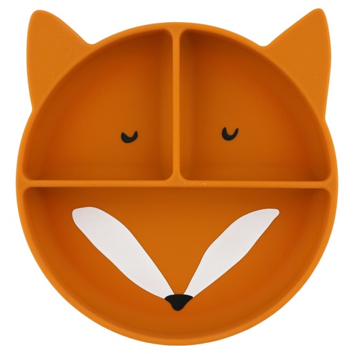 [485526] Trixie | Plat Bord met Vakverdeling/Zuignap Mr. Fox Siliconen Oranje 22X22X3,5cm