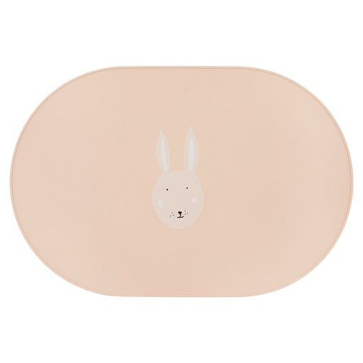 [485566] PLACEMAT, Rabbit Mealtime, roze, kop konijn, ovaal, water afwerend, 1 stuk, siliconen