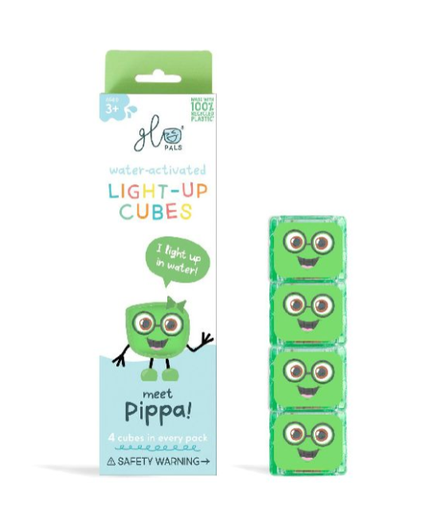 [477195] Glo Pals | Badspeelgoed Light Up Sensory Cubes Pippa Groen 