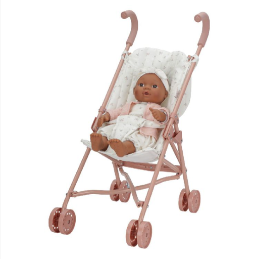 [485051] POPPEWAGEN, vr. babypop roze, metaal| textiel, af 36 M 