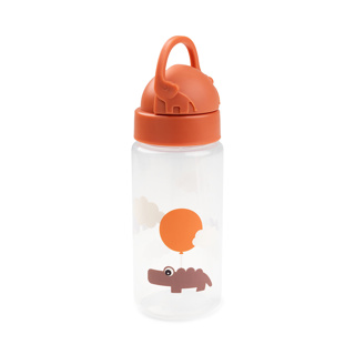 [456688] Done by deer | DRINKBEKER, 350 ml, Straw Bottle, Happy Clouds, papaya, print krokodil, PP, deksel, rietje, 1 stuk(s), 24