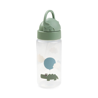 [456689] Done by deer | DRINKBEKER, 350 ml, Straw Bottle, Happy Clouds, green, print krokodil, PP, deksel, rietje, 1 stuk(s),  24