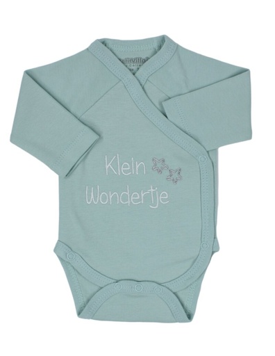 [454348] BODY, LM, Klein Wondertje, M50-62, groen, boys/girls, geboorte body met overslag, V-hals, katoen, 1 stuk
